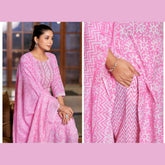Mystic 9 - Sofiya - Pink Cotton Salwar Suit - Straight Pant - 1002